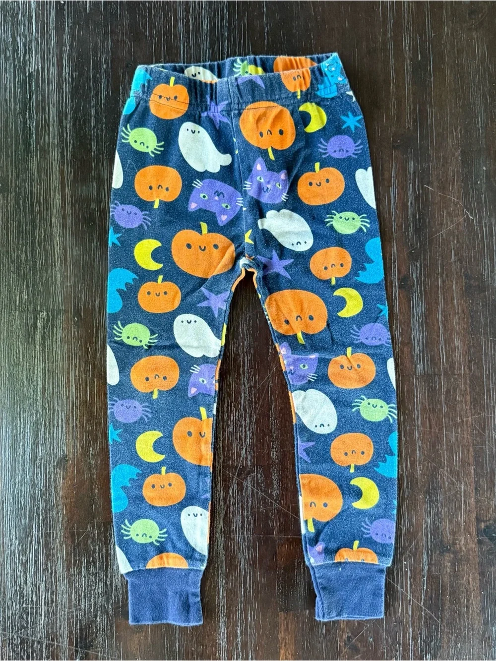 Old Navy Navy Halloween Pajama Set with Orange Pumpkins & Multicolor Characters
